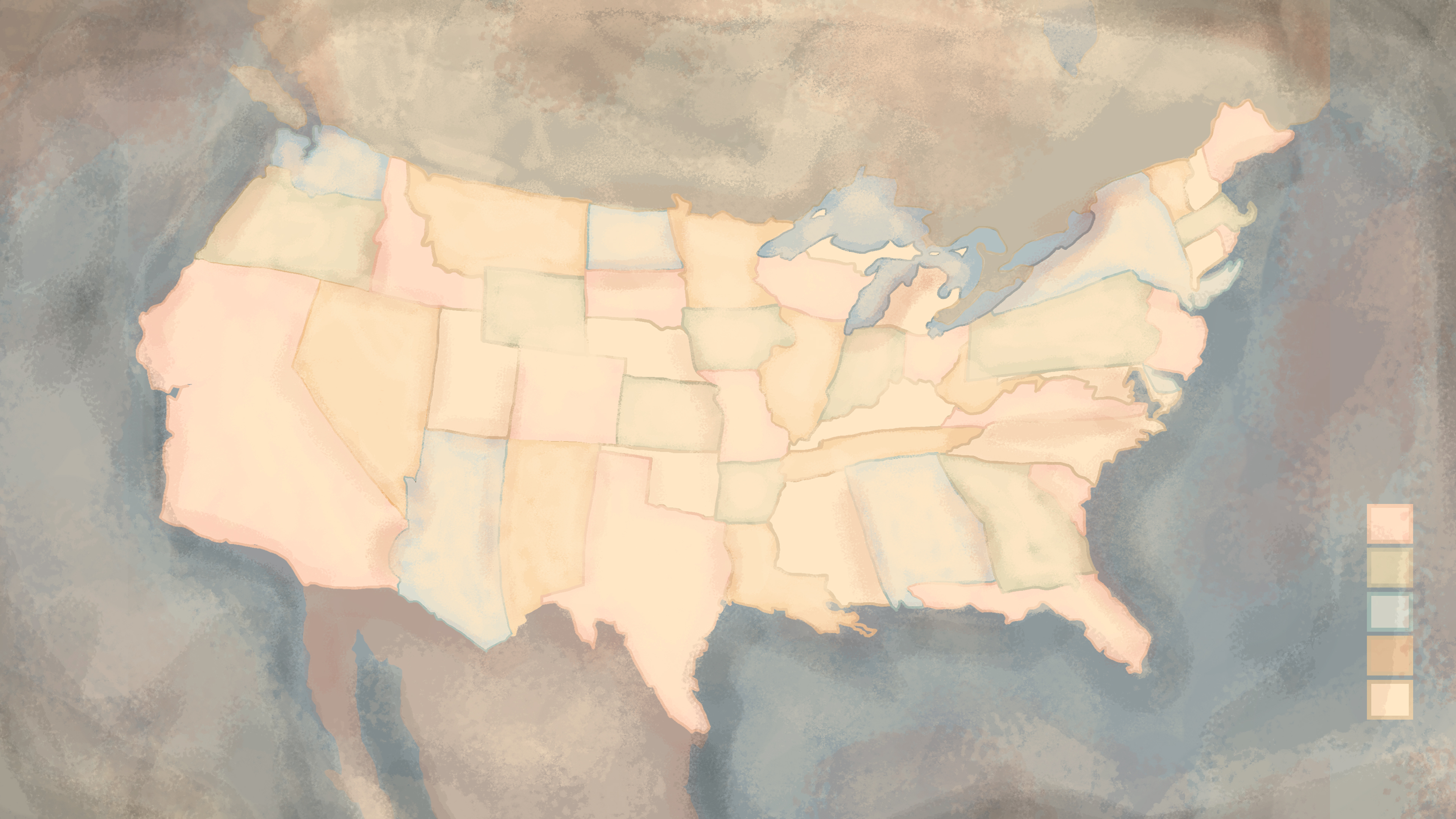 Illustrated map of the United States